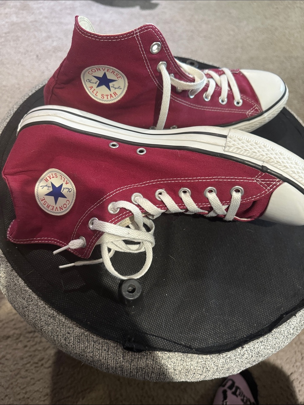 Converse High Top Sneakers - Burgundy and White - Picture 13 of 13